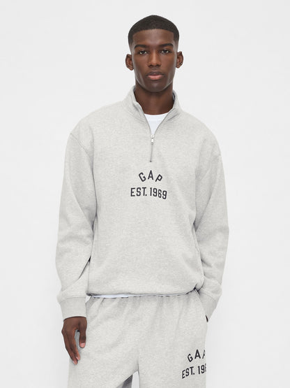 Gri Vintagesoft Oversized Gap Logo Yarım Fermuarlı Sweatshirt