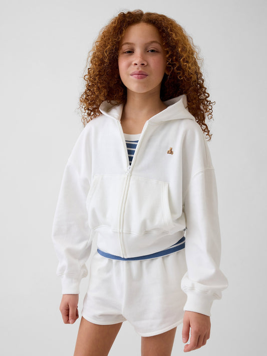 Beyaz Vintagesoft Terry Wedge Fermuarlı Sweatshirt