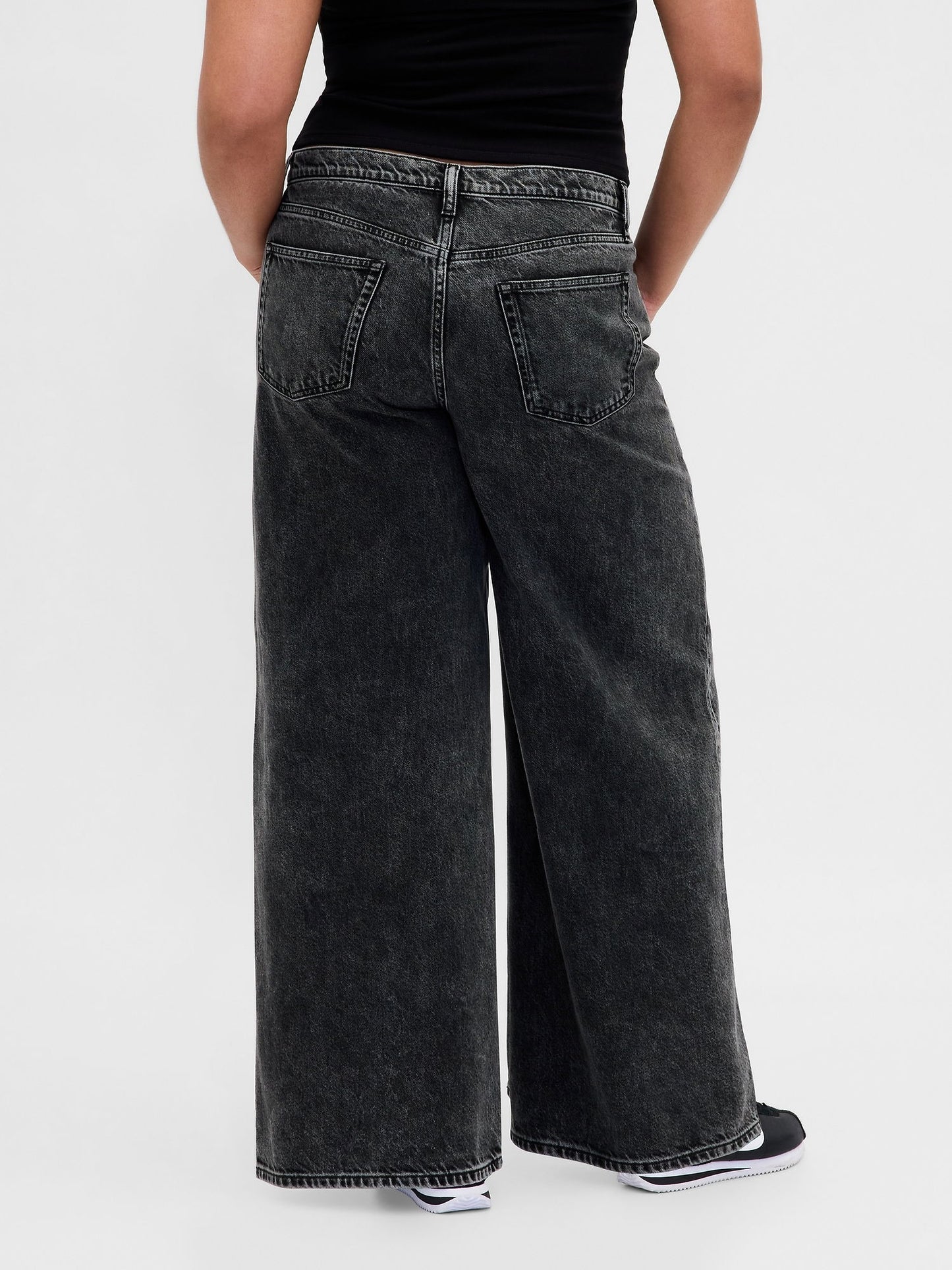 Siyah Mid Rise Ultrasoft Baggy Jean Pantolon
