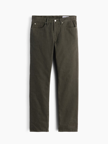 Koyu Yeşil Kanvas Relaxed Straight Jean Pantolon