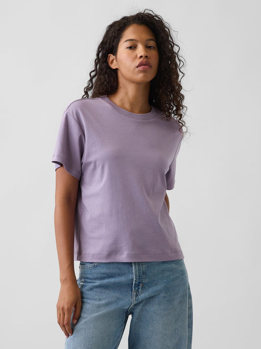 Lila Supima® Pamuk Relaxed T-shirt