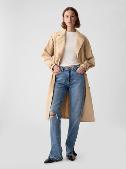 Koyu Mavi Mid Rise Cotton '90s Loose Jean Pantolon