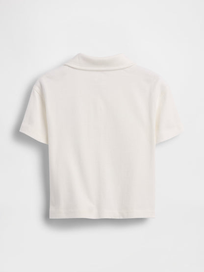 Beyaz Boxy Polo T-shirt