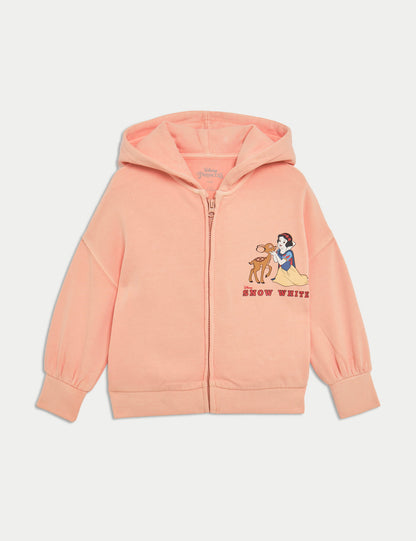 Pamuk Karışımlı Disney Pamuk Prenses Fermuarlı Kapüşonlu Sweatshirt (1-8 Yaş)
