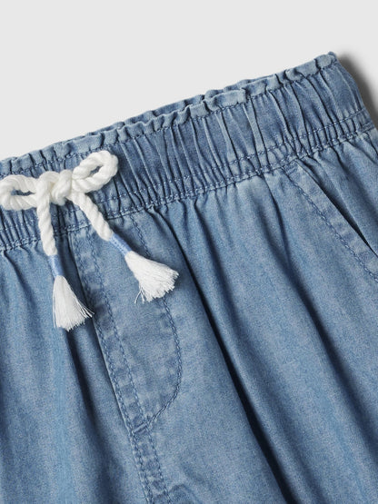 Açık Mavi Chambray Pull-on Şort
