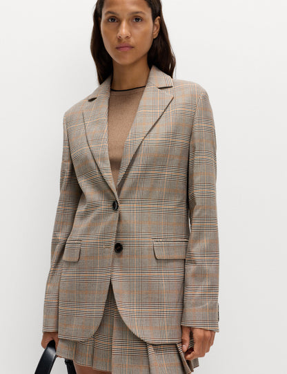 Kareli Düz Kesim Blazer