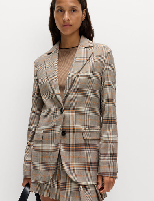 Kareli Düz Kesim Blazer