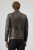 Morant Erkek Kahverengi Vintage Slim-fit Deri Ceket
