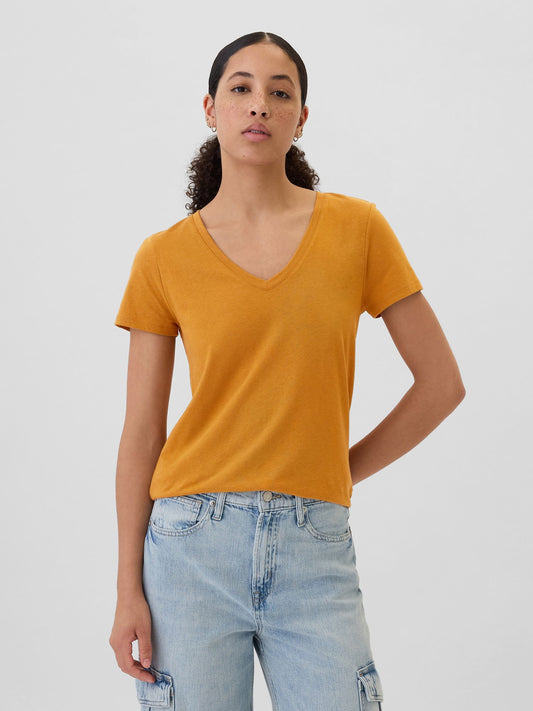 Turuncu Favorite V Yaka T-Shirt