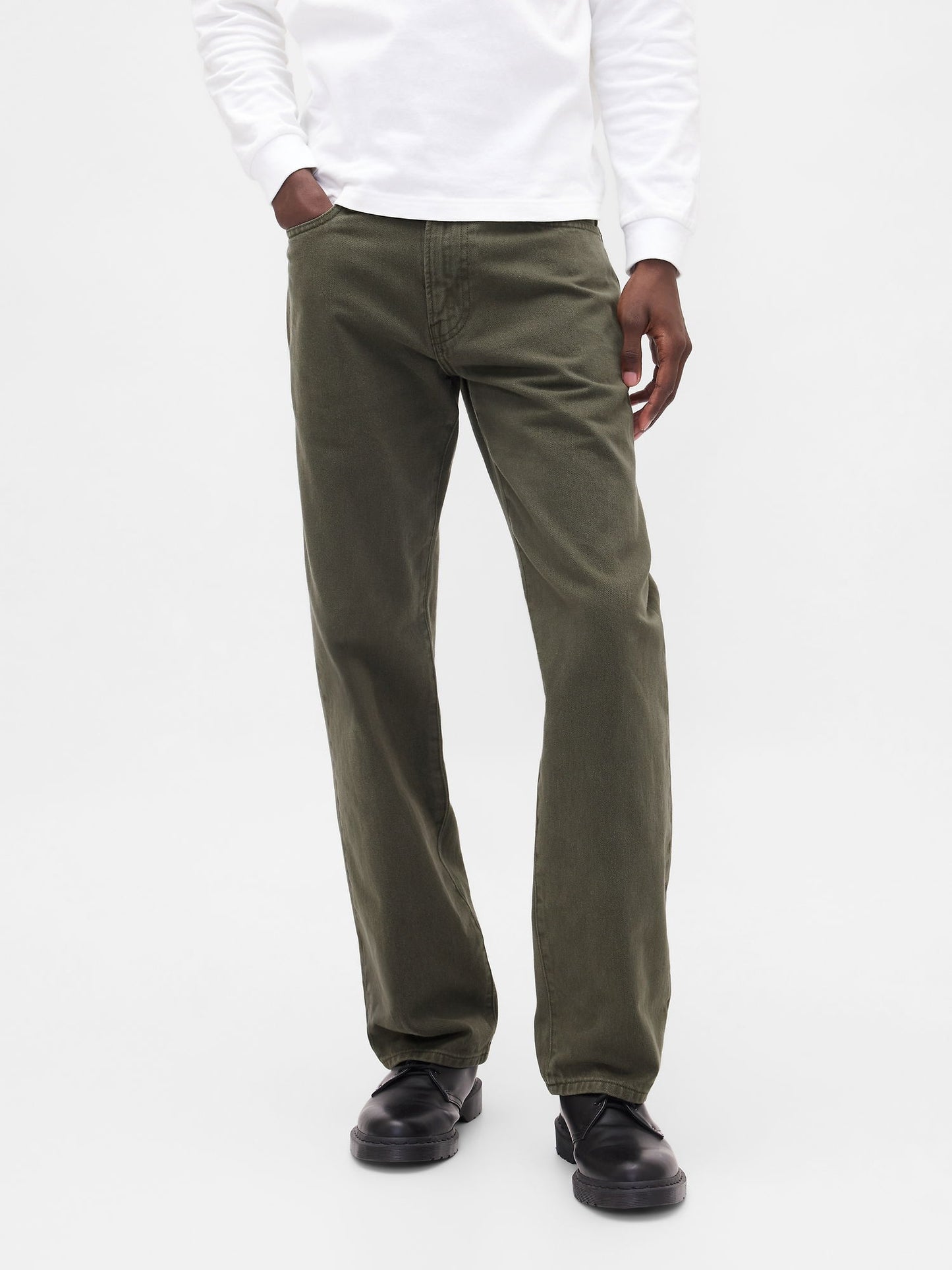 Yeşil Relaxed Straight Jean Pantolon