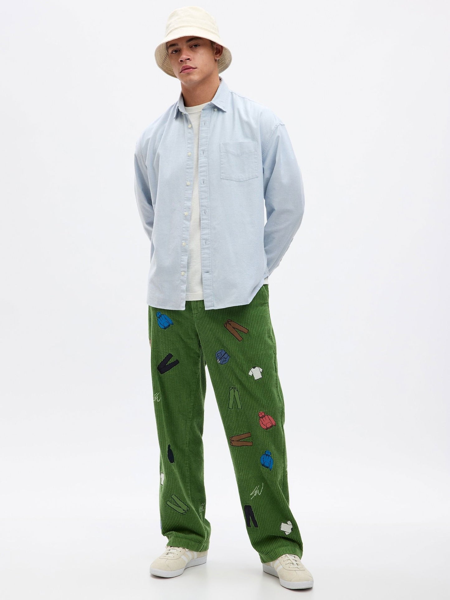 Yeşil Gap Re-issue × Sean Wotherspoon Işlemeli Kadife Relaxed Pantolon