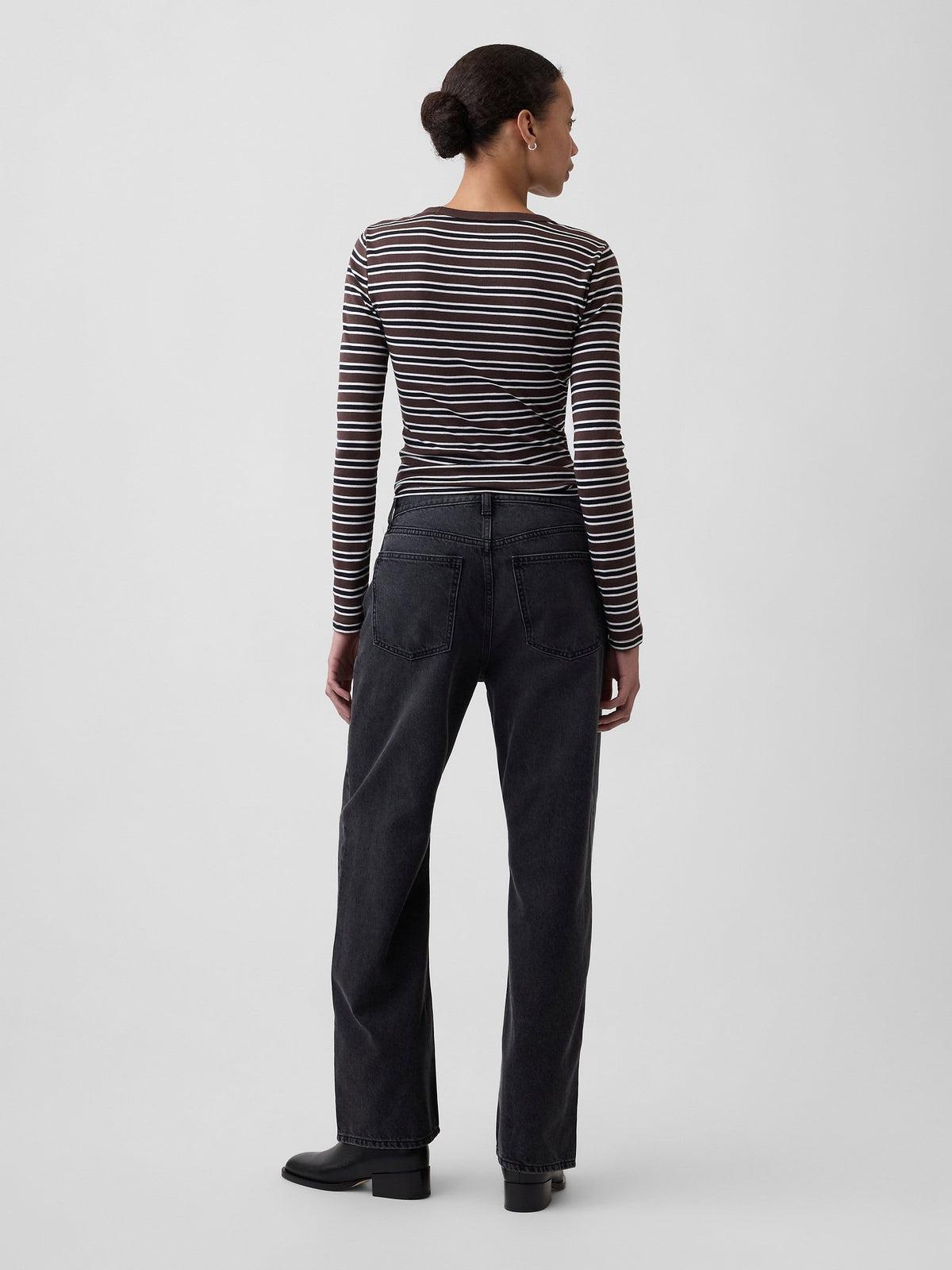 Siyah Low Slung Relaxed Straight Jean Pantolon
