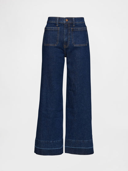 Lacivert High Stride Wide-leg Ankle Jean Pantolon