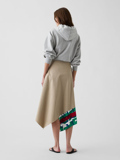 Bej Gap × Malbon Twill Handkerchief Maxi Etek