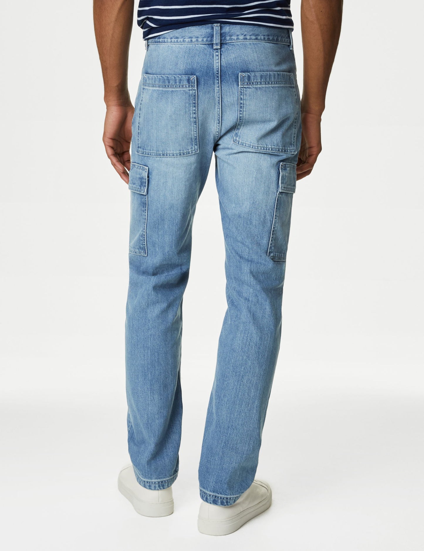 Saf Pamuklu Straight Fit Kargo Jean Pantolon