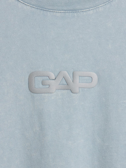 Açık Mavi Relaxed Gap Logo Crop T-shirt