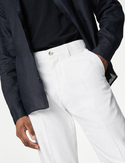 Regular Fit Keten Chino Pantolon