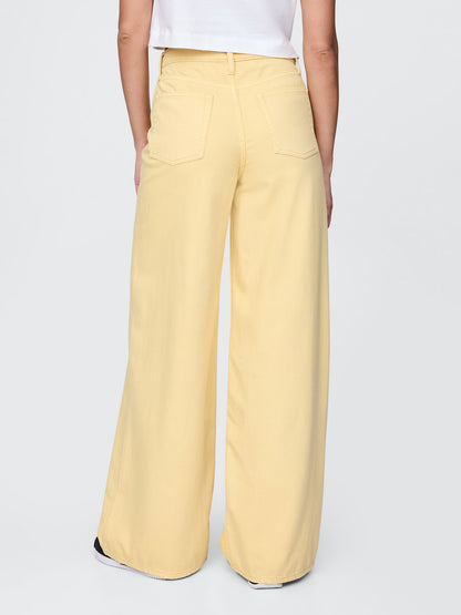 Sarı Mid Rise Ultrasoft Baggy Jean Pantolon