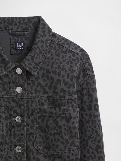 Siyah Boxy Leopar Ceket