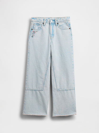 Açık Mavi Low Rise Stride Wide-leg Jean Pantolon