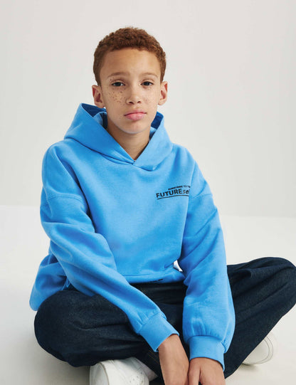 Grafik Baskılı Kapüşonlu Sweatshirt