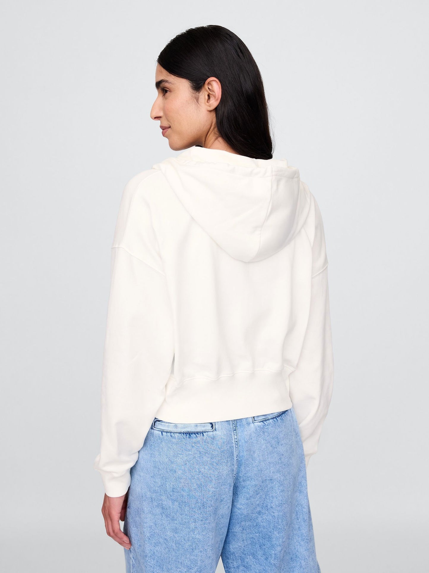 Beyaz Vintagesoft Fermuarlı Gap Logo Sweatshirt
