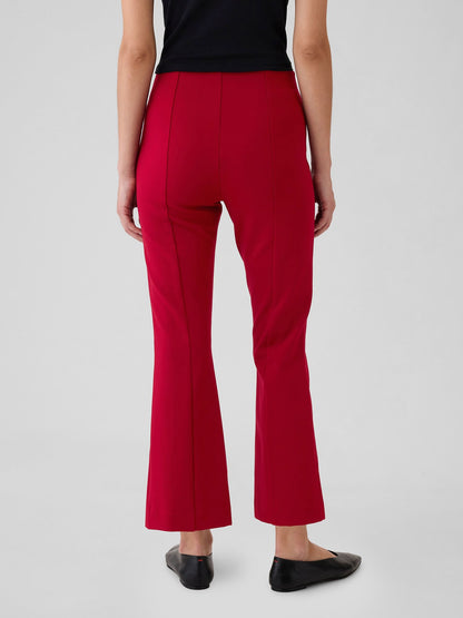 Kırmızı High Rise Double Knit Crop Kick Pantolon