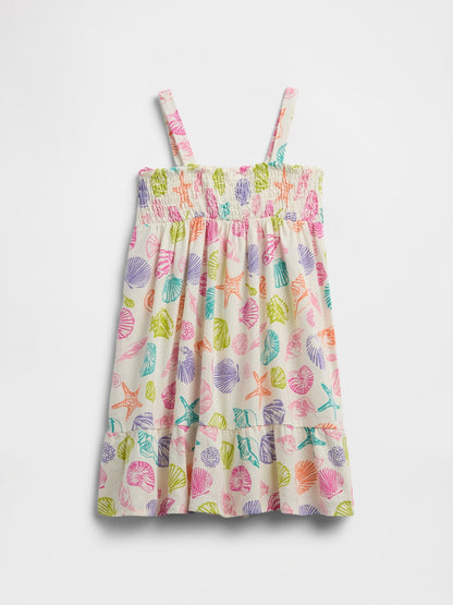 Çok Renkli Smockneck Yaka Elbise