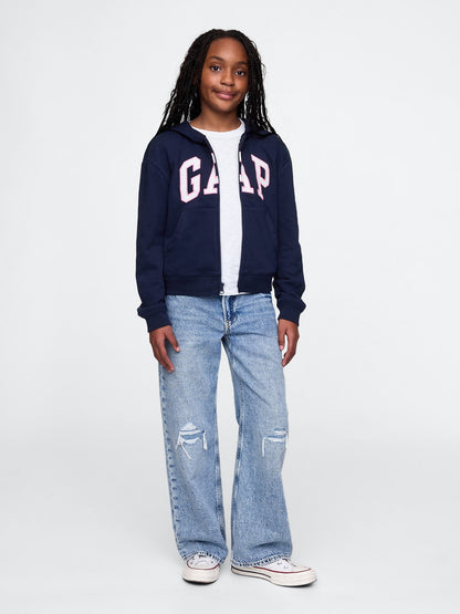 Lacivert Relaxed Gap Logo Fermuarlı Sweatshirt
