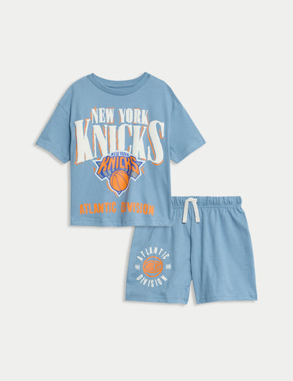 Saf Pamuklu New York knicks:trade_mark: Pijama Takımı (3–16 Yaş)