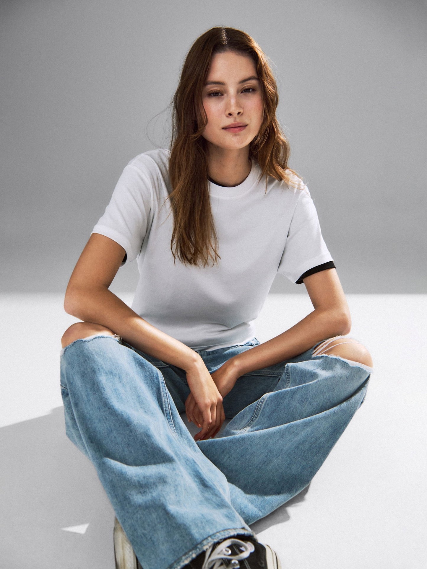 Beyaz Supima® Pamuk Relaxed T-shirt