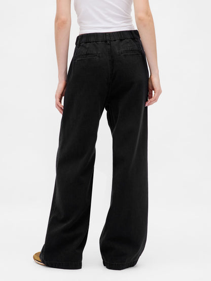 Siyah 365 Yüksek Bel Ultrasoft Pileli Denim Pantolon