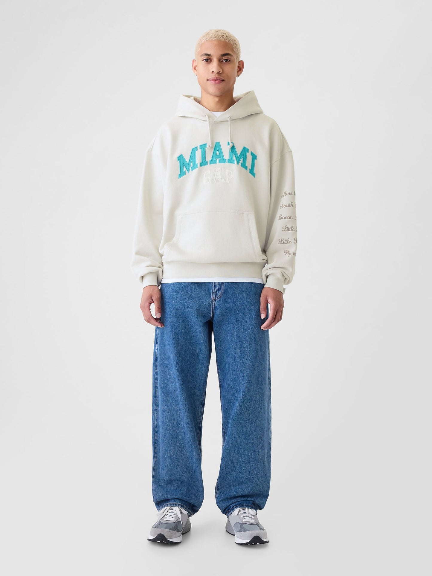 Kırık Beyaz Gap Logo Miami City Grafikli Sweatshirt