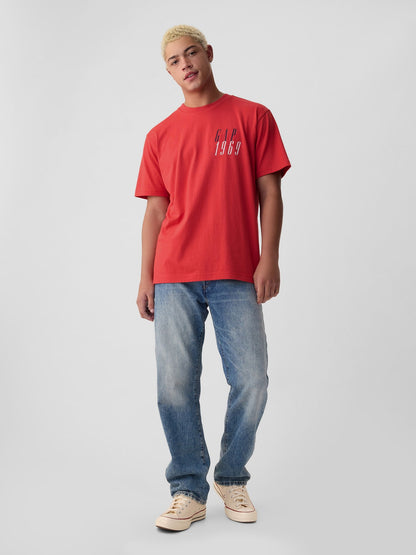 Kırmızı Gap 1969 Logo T-shirt