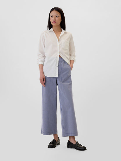 Mavi Mid Rise Çizgili Easy Wide-leg Khaki Pantolon