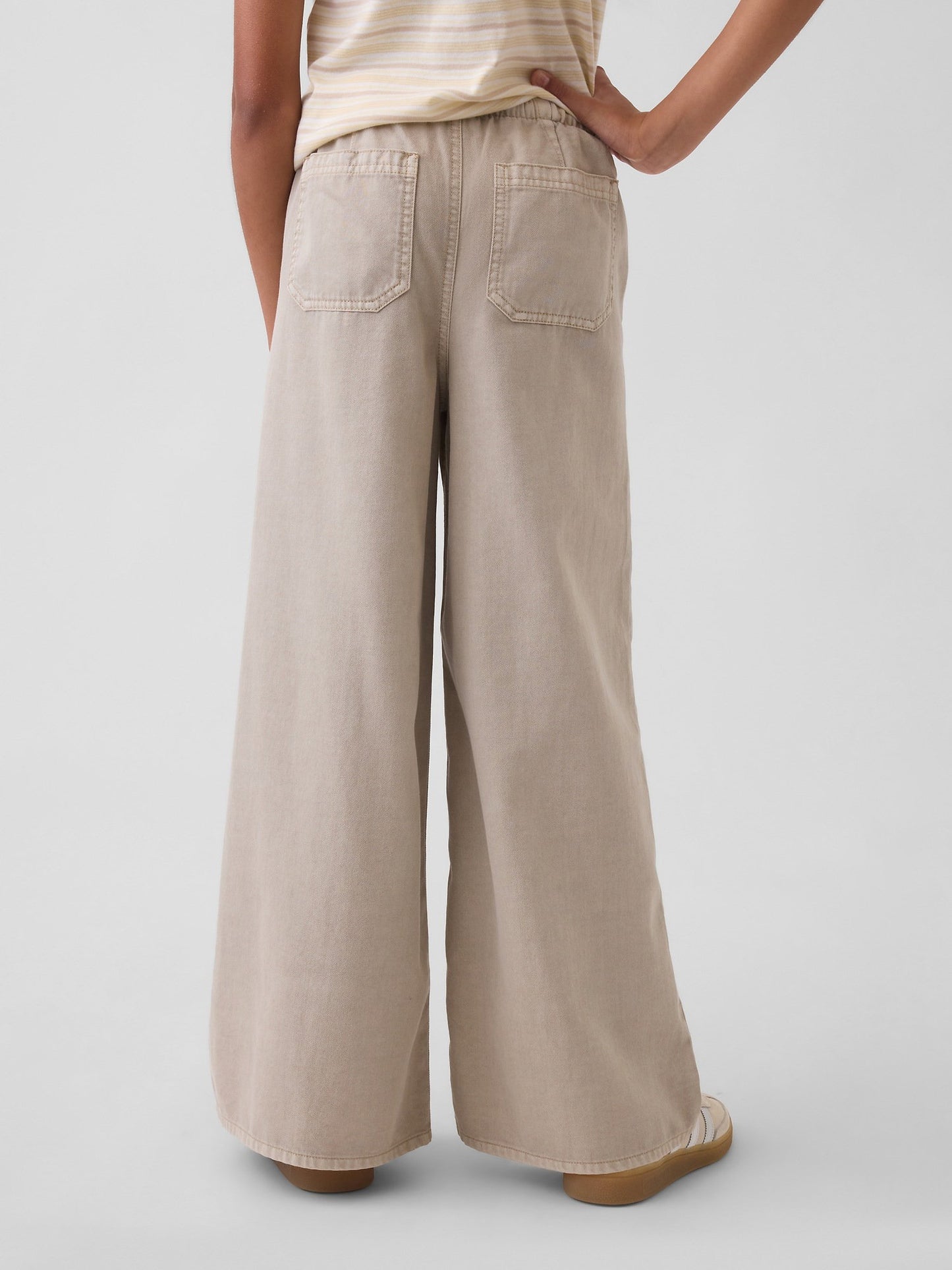 Bej Twill Baggy Pantolon