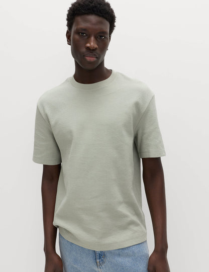 Saf Pamuklu Relaxed Waffle T-shirt