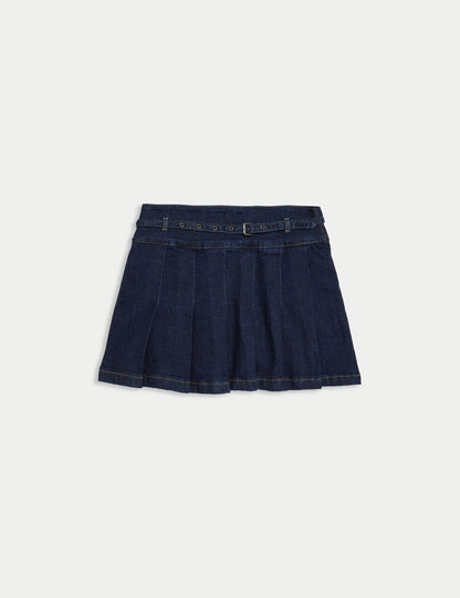 Mini Denim Plise Etek (2–16 Yaş)