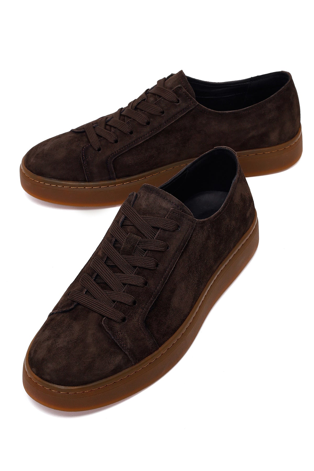 Erkek Kahverengi Bağcıklı Süet Deri Sneaker