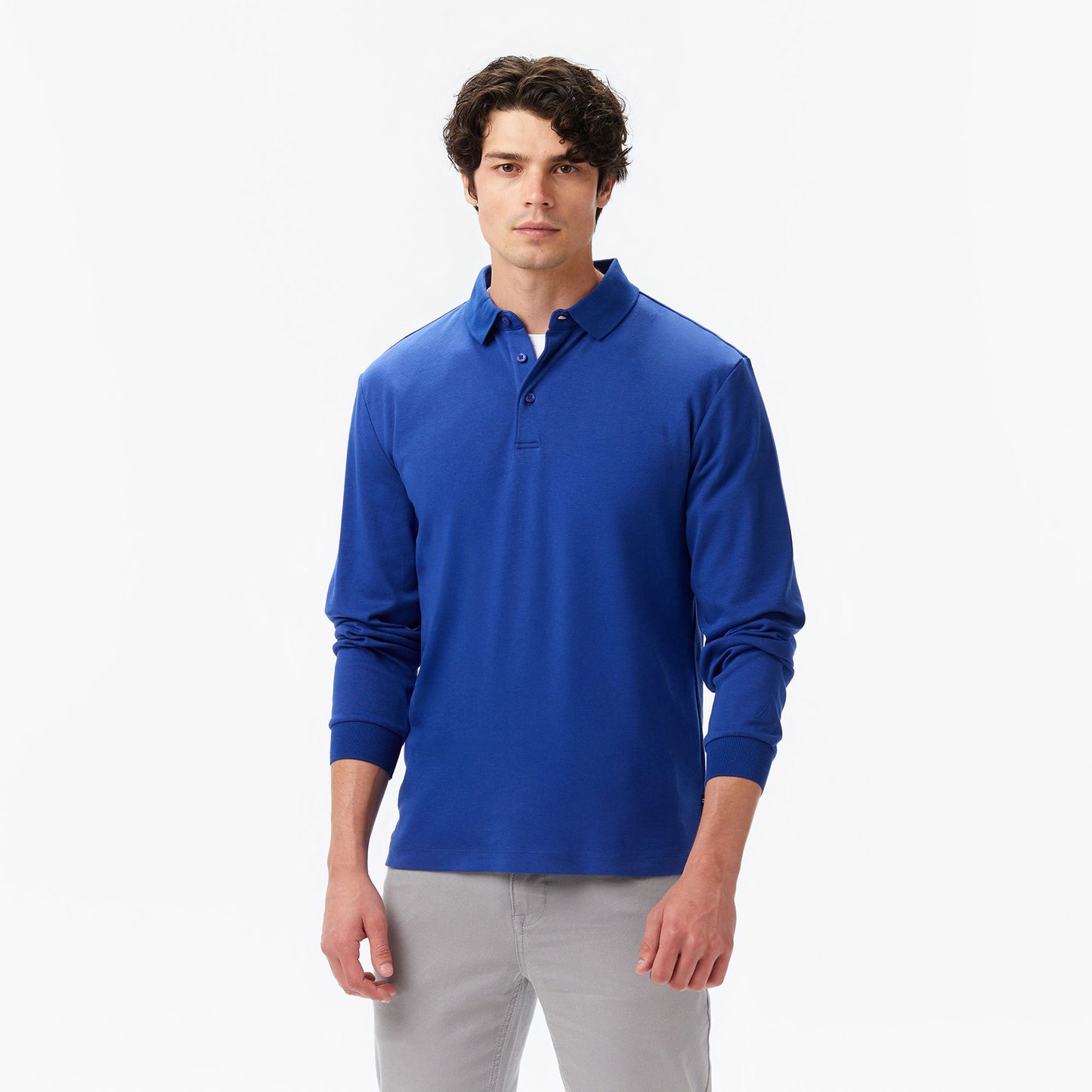 Nautica Erkek Mavi Classic Fit Uzun Kollu Polo Yaka T-shirt