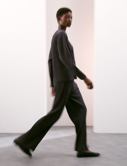 Pile Detaylı Wide Leg Pantolon
