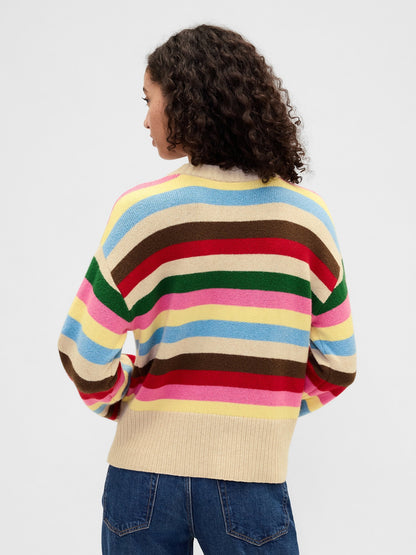 Çok Renkli Cashsoft Relaxed Bisiklet Yaka Tunik Kazak