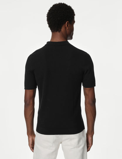 Kısa Kollu Örme Polo Yaka T-shirt