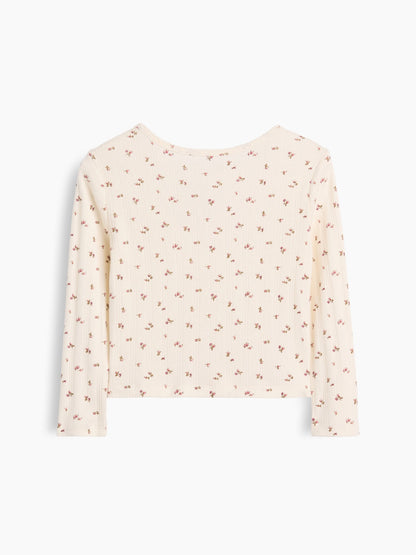 Ekru Arch Logo Pointelle T-shirt
