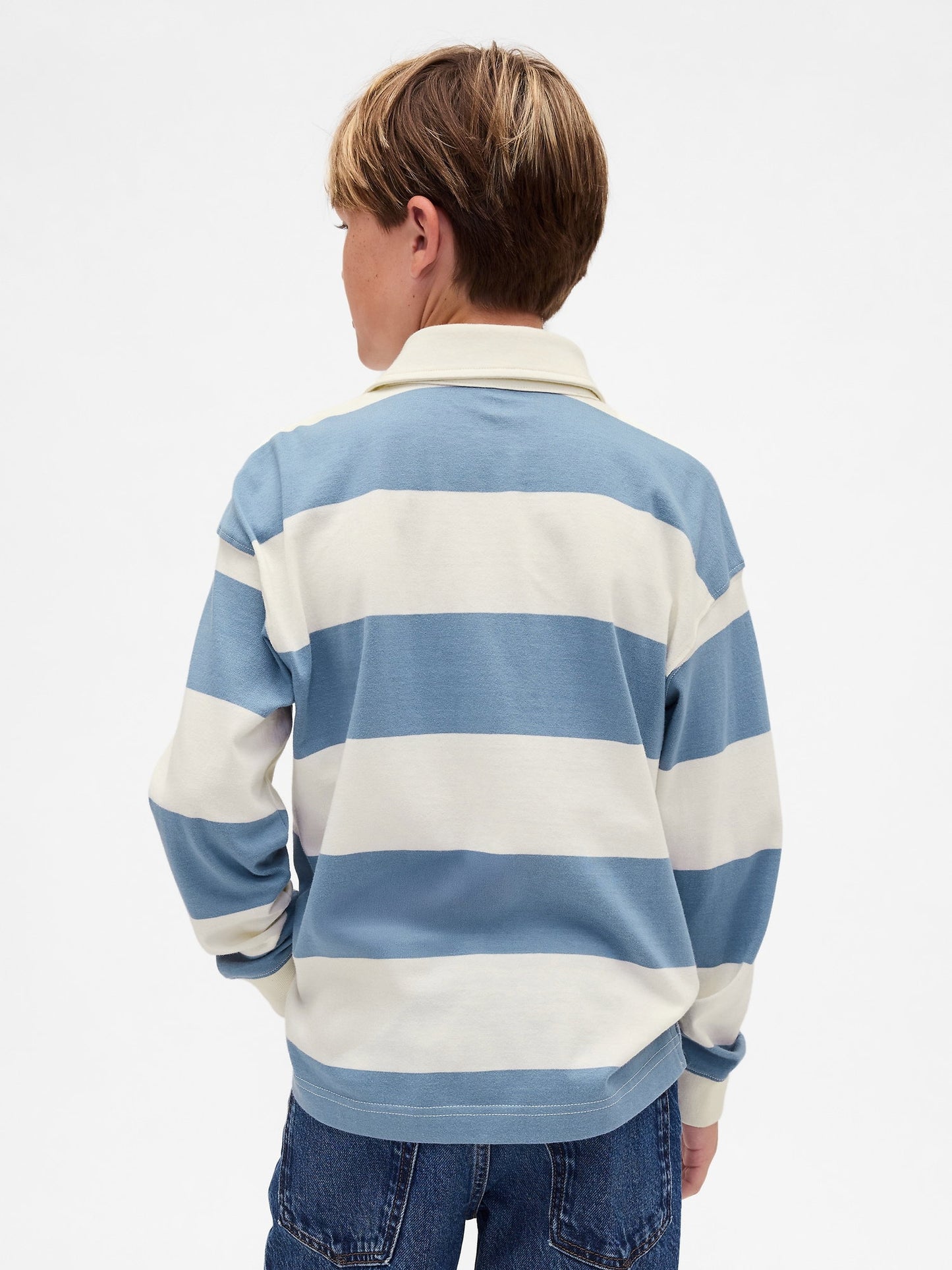Açık Mavi Rugby Stripe Polo T-shirt