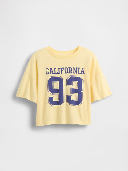 Sarı Oversized Grafik Baskılı T-shirt