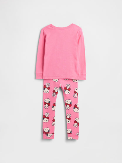 Pembe Snoopy Brushed Organik Pamuk Pijama Takımı