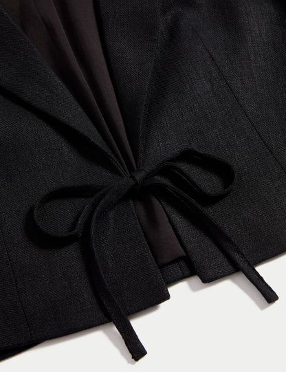 Keten Twill Karışımlı Kısa Kollu Kısa Ceket