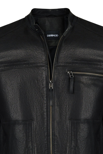 Endrick Erkek Siyah Slim-fit Deri Ceket