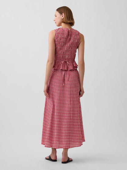Kırmızı Gingham Maxi Etek